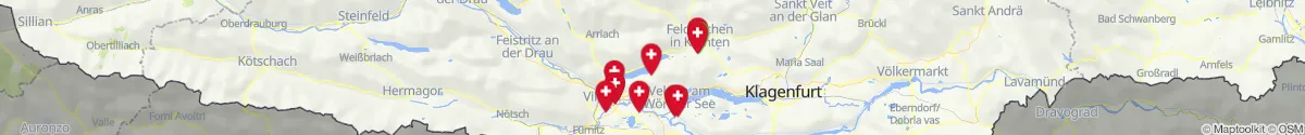 Kartenansicht für Apotheken-Notdienste in der Nähe von Ossiach (Feldkirchen, Kärnten)